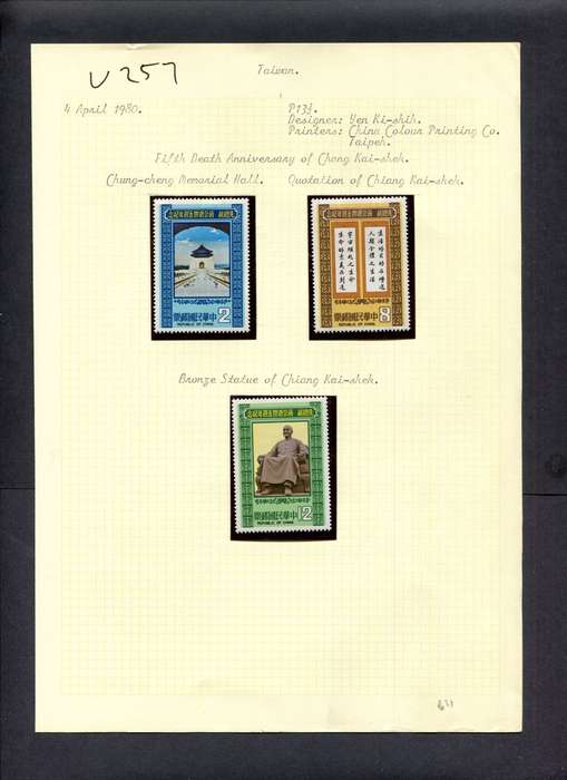 Taiwan - 3 Stamps (Hinged) On Old Album Page