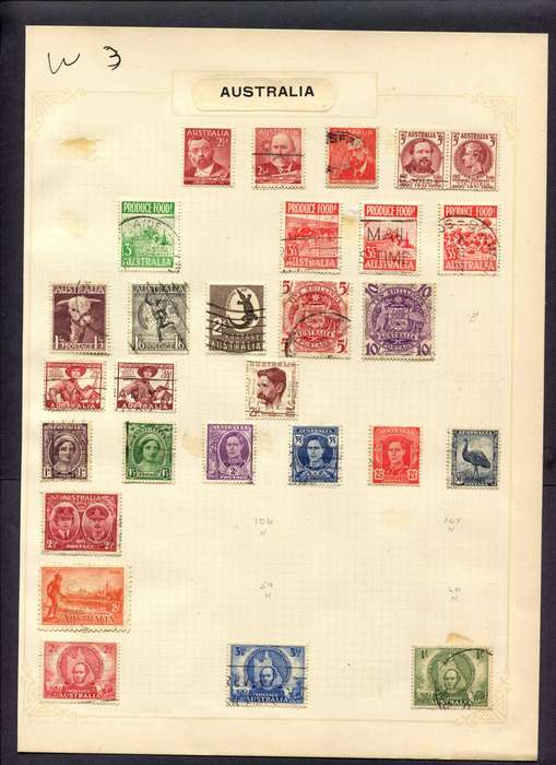 Australia - 28 Stamps Mounted (Hinged) On Album Page