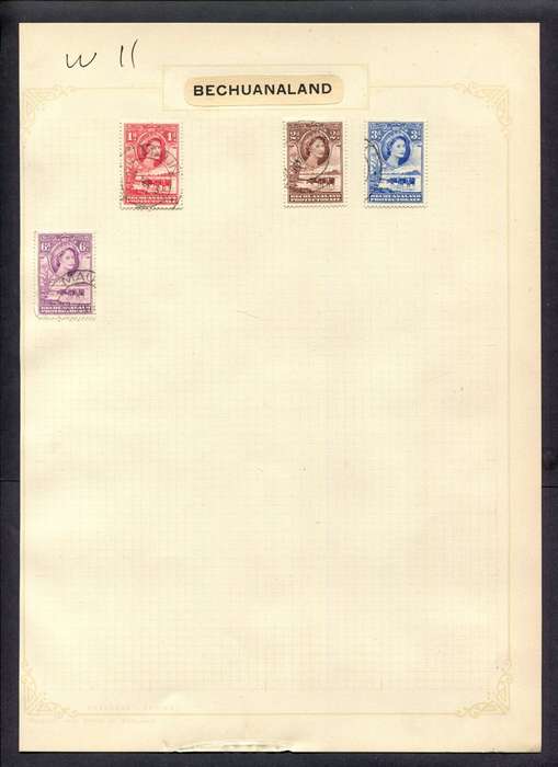 Bechuanaland - 4 Stamps Mounted (Hinged) On Album Page