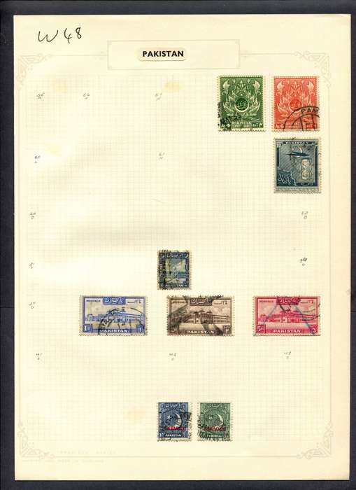 Pakistan - 9 Stamps Mounted (Hinged) On Album Page