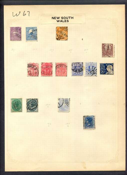 New South Wales - 14 Stamps Mounted (Hinged) On Album Page