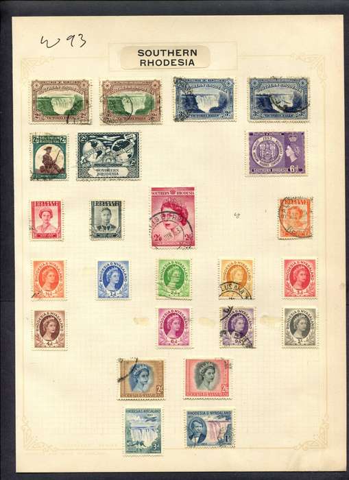 Southern Rhodesia/Rhodesia and Nyasaland - 24 Stamps Mounted (Hinged) On Album Page