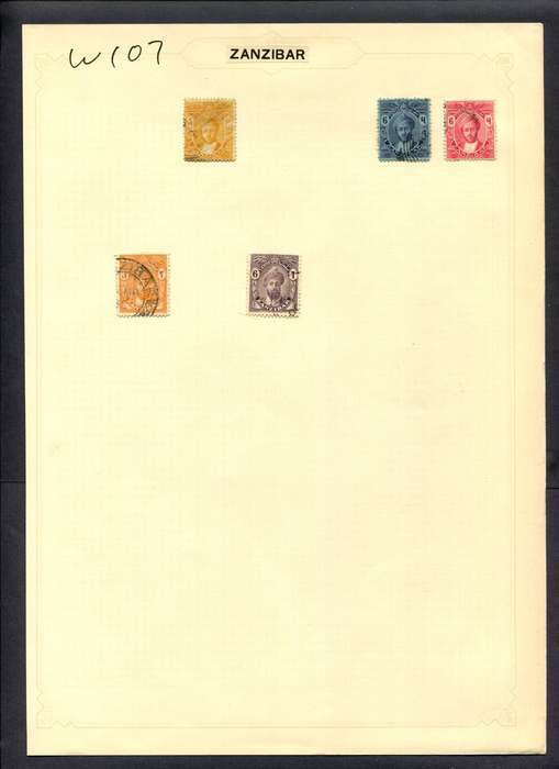 Zanzibar - 5 Stamps Mounted (Hinged) On Album Page