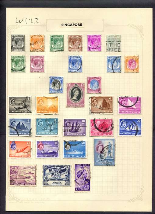 Singapore - 30 Stamps Mounted (Hinged) On Album Page