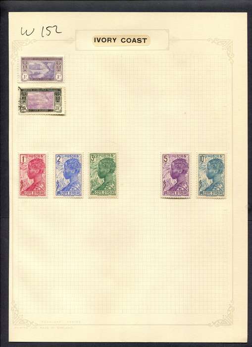 Ivory Coast - 7 Stamps Mounted (Hinged) On Album Page