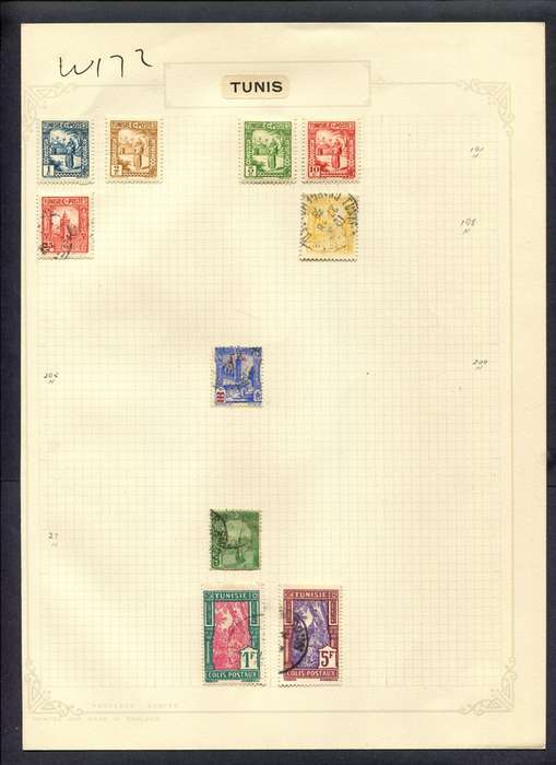 Tunisia - 10 Stamps Mounted (Hinged) On Album Page