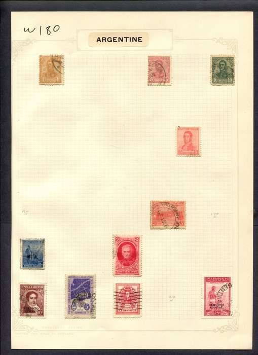 Argentina - 11 Stamps Mounted (Hinged) On Album Page