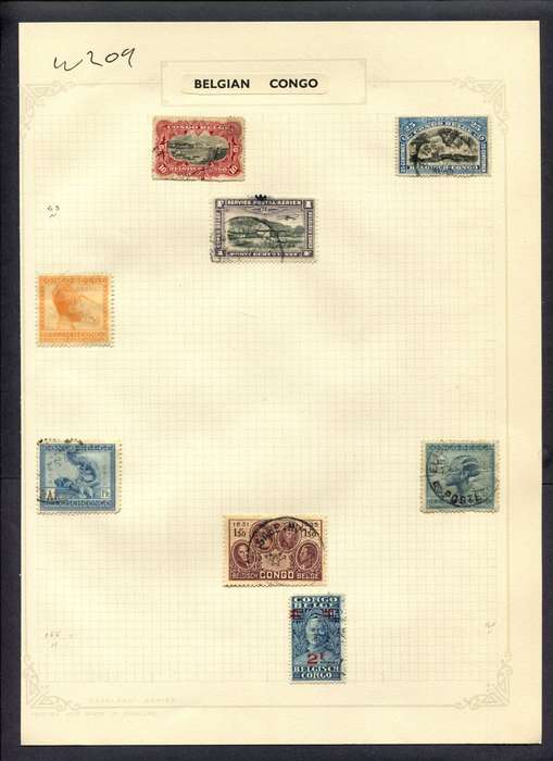 Belgium Congo - 8 Stamps Mounted (Hinged) On Album Page
