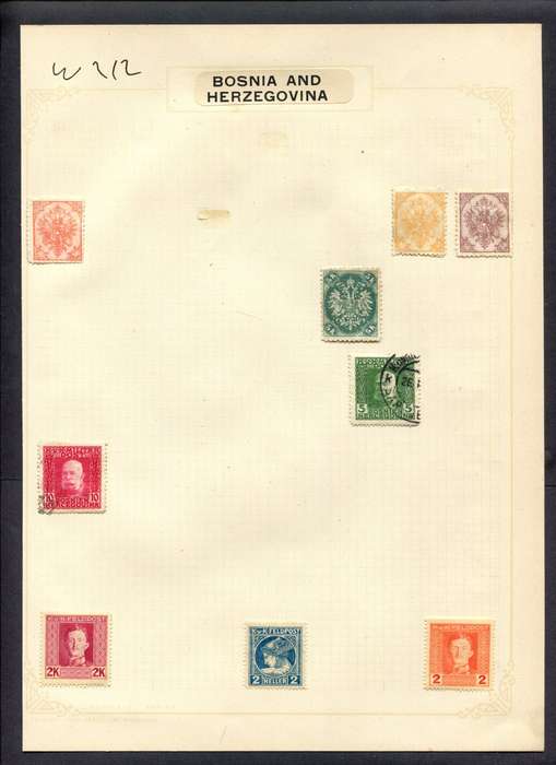 Bosnia and Herzegovina - 9 Stamps Mounted (Hinged) On Album Page
