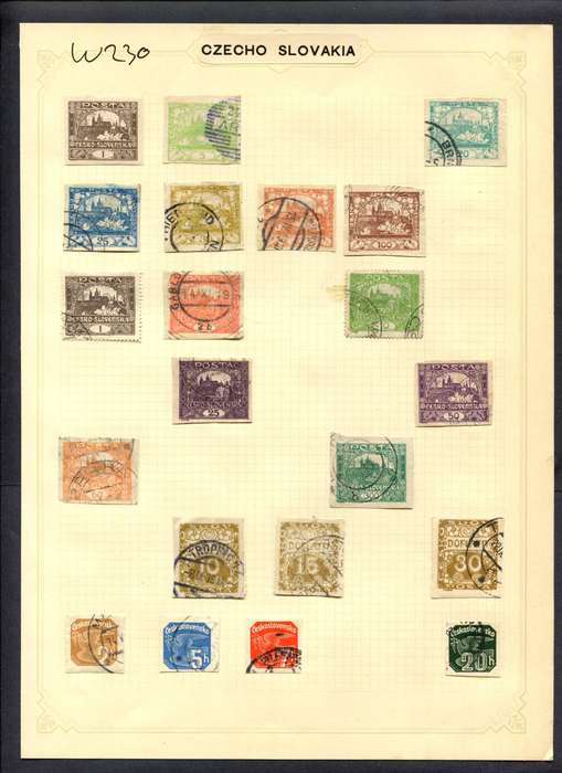 Czechoslovakia - 21 Stamps Mounted (Hinged) On Album Page