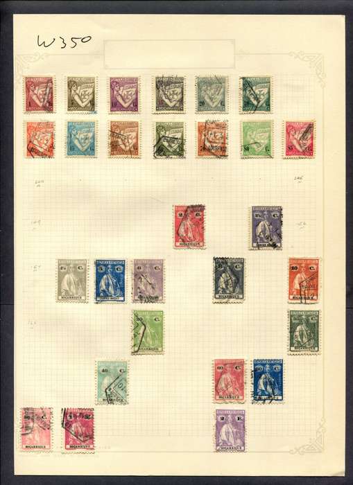 Mozambique - 28 Stamps Mounted (Hinged) On Album Page