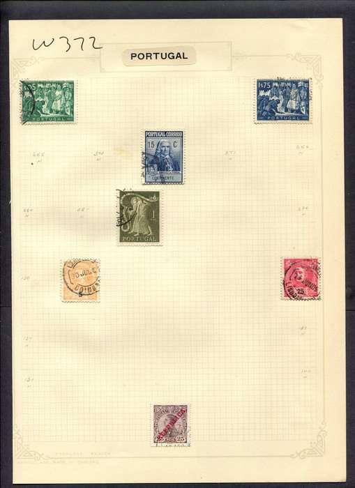 Portugal - 7 Stamps Mounted (Hinged) On Album Page