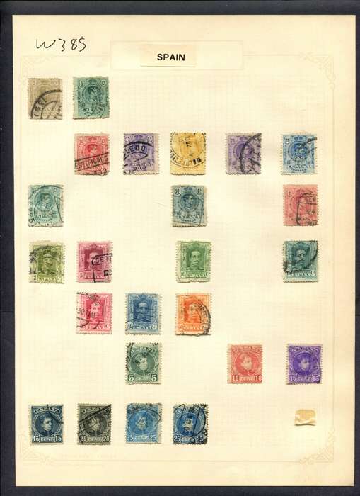Spain - 24 Stamps Mounted (Hinged) On Album Page
