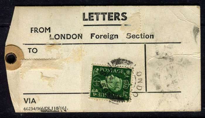 Great Britain - Block of 4 Dark Blue 1939 10/-`s Used On Parcel Ticket