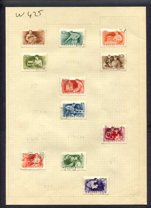 Hungary - 11 Stamps Mounted (Hinged) on Album Page