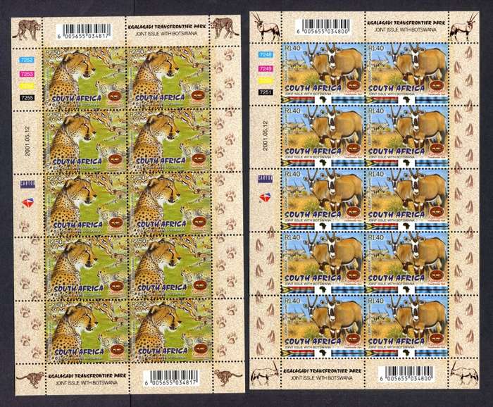 RSA -  Set of 4 Sheets of 10 - 2001 - MNH