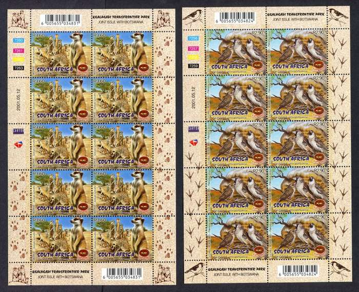 RSA -  Set of 4 Sheets of 10 - 2001 - MNH