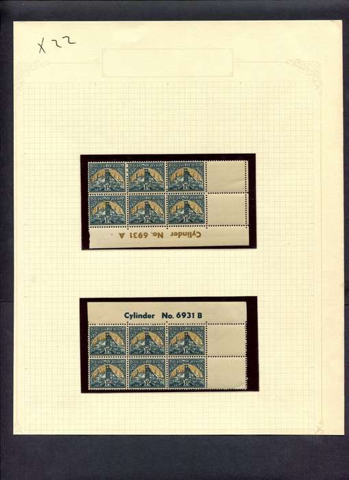 Union of SA - 2 Control Blocks Mounted (Hinged) On Album Page