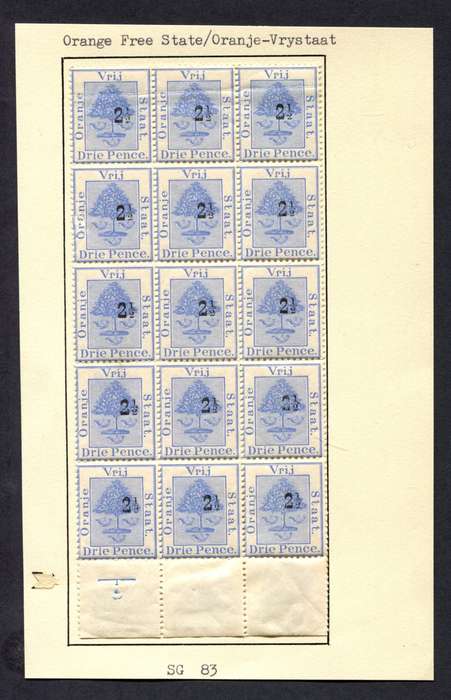 Orange Free State - 1896 Block of 15 - MNH/MM