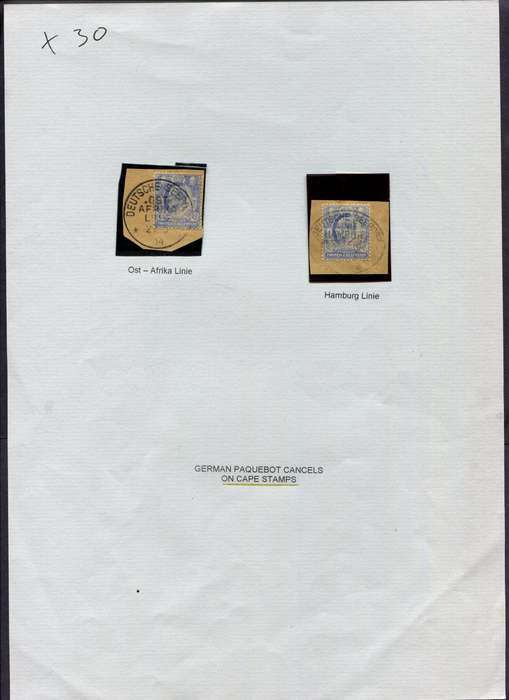 Cape of Good Hope - 2 German Paquebot Cancels on Cape Stamps - Mounted(Hinged) on Album Page