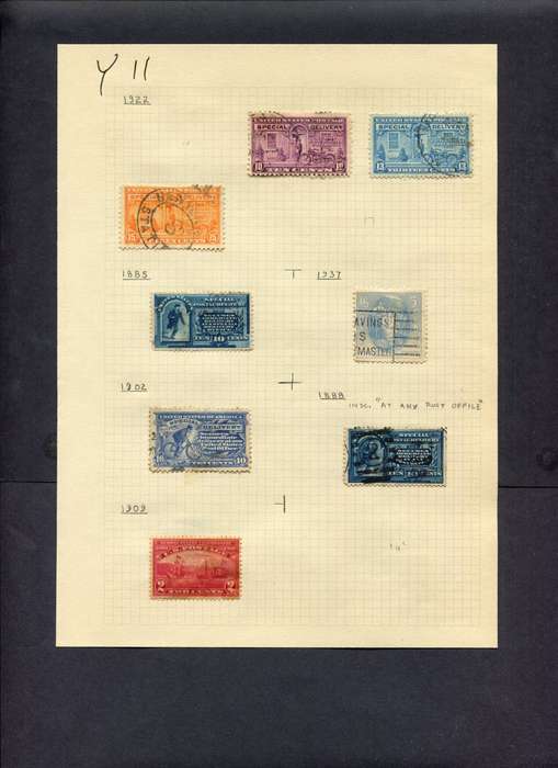 USA - 8 Stamps Mounted (Hinged) On Old Album Page