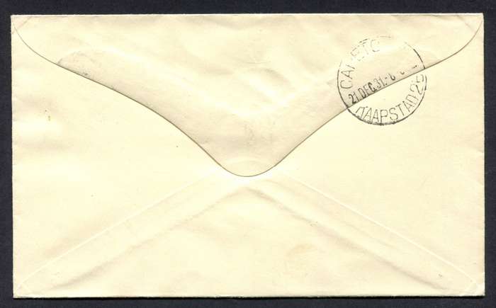 Union of SA - Flight Cover With Christmas Stamp - Upington to Cape Town