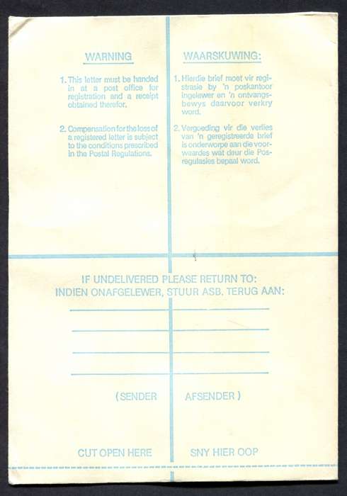 RSA - Registered Cover - Send From Mobile Post Office - Johannesburg