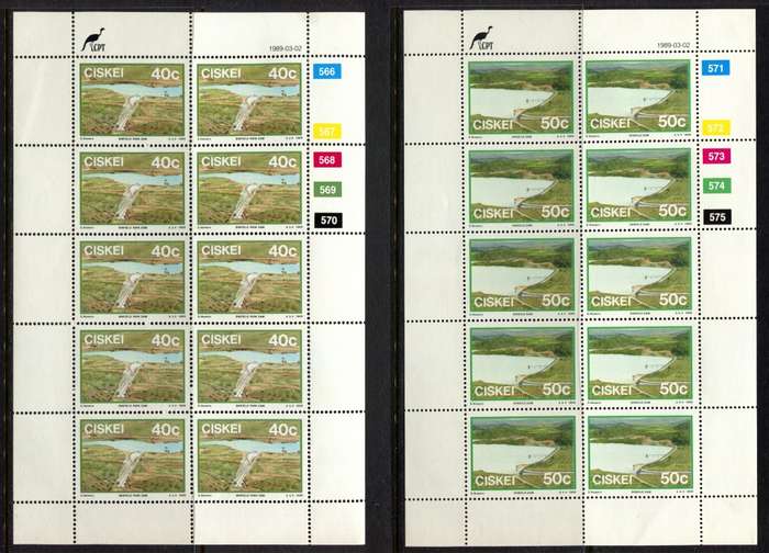 Ciskei - Dams - Set of 4 Full Sheets of 10 - 1989 - MNH