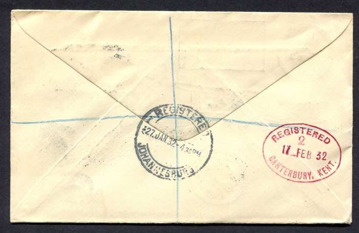 Union of SA - Flight Cover - Johannesburg to Canterbury Kent England