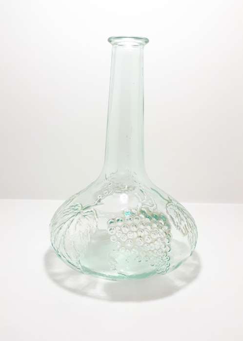 Glass Wine, Port Or Sherry Decanter With Embossed Grape And Leaf Decor
