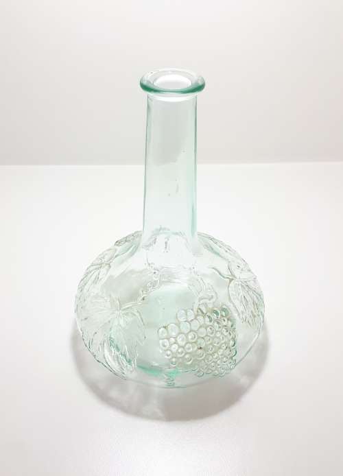 Glass Wine, Port Or Sherry Decanter With Embossed Grape And Leaf Decor