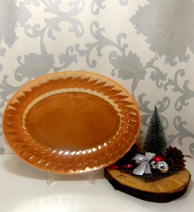 Vintage Anchor Hocking Fire King Peach Lustre Swirl Platter