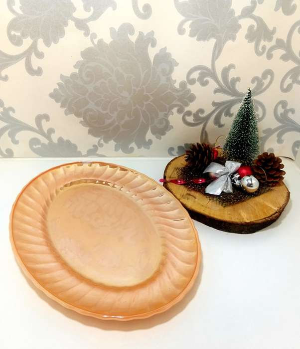Vintage Anchor Hocking Fire King Peach Lustre Swirl Platter