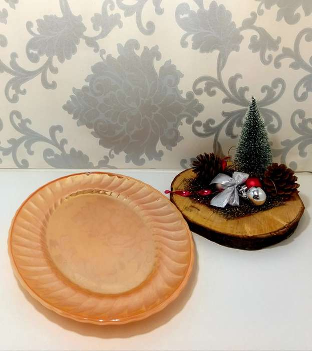 Vintage Anchor Hocking Fire King Peach Lustre Swirl Platter