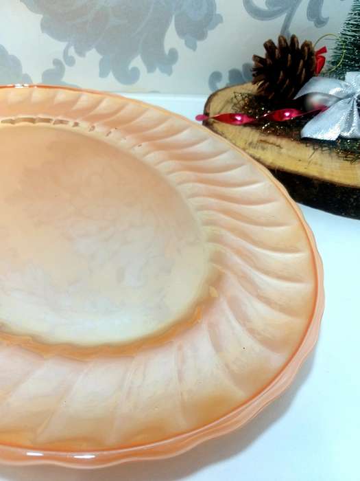 Vintage Anchor Hocking Fire King Peach Lustre Swirl Platter