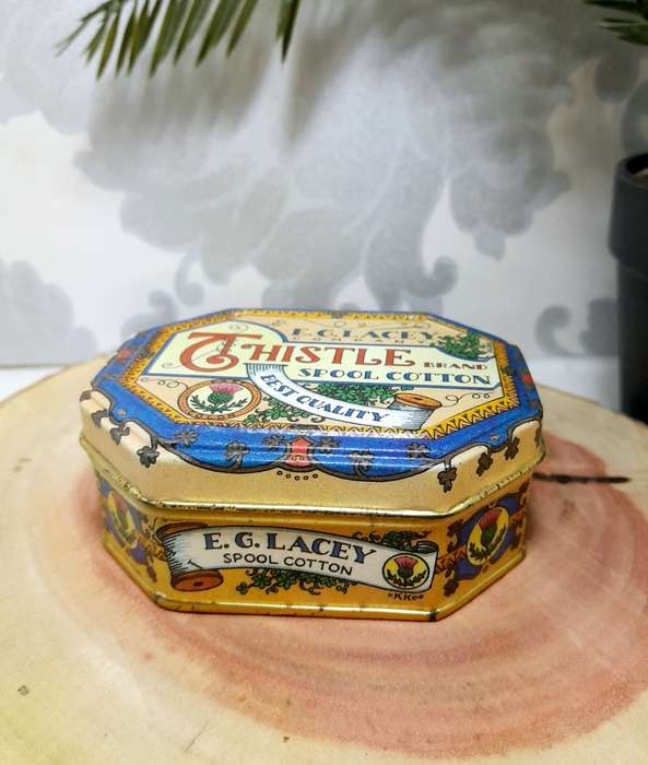 Collectable E.G. Lacey Company Dressmakers Tin With Some Content (Though Not Original)