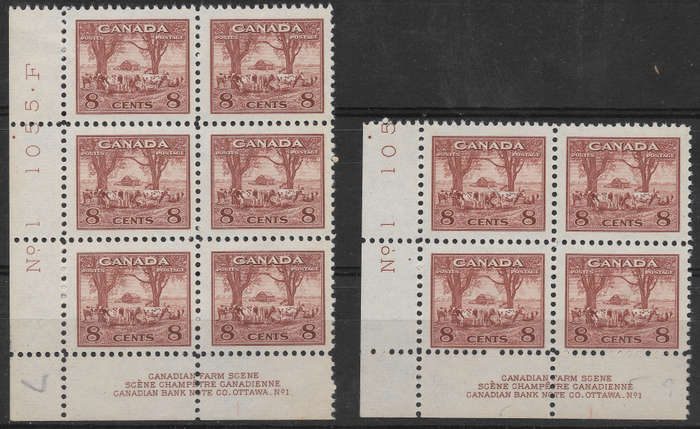Canada 1942 War issues Scott#256 MNH Block6 + 4 (MH) VF LL Plate #1 Plate Block - CV$97.50