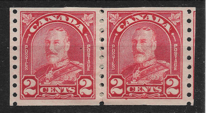 Canada KGV Arch/leaf coil - Scarce Coil Join Scott#181 VF-Mint CV C$560  - Read desc