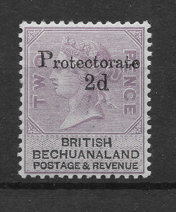 Bechuanaland 1888 - SACC40 2d ON 2d Lilac and Black VF MLH CVR1200
