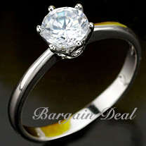 Size 6.5 / 7.5 / 8 !!Round Brilliant Cut 1ct Engagement Diamond Ring clad in 18K White Gold !!