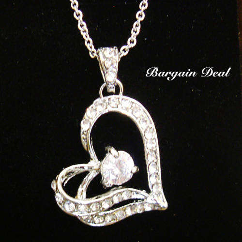 R90 only! Stunning 32 Stone Simulated Diamond Heart Shaped Pendant with Silver Chain!