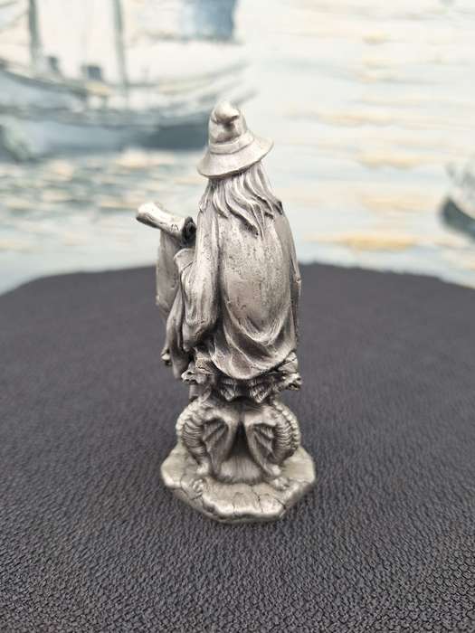 Collection of Pewter Myth and Magic Dragon and Wizards Figurines with Large Mystical Orb