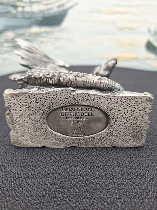 Collection of Pewter Myth and Magic Dragon and Wizards Figurines with Large Mystical Orb
