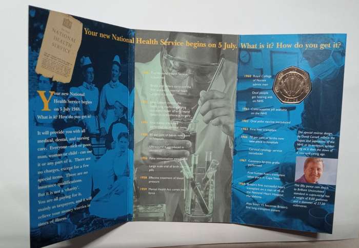 LIMITED EDITION 1998 BRILLIANT UNCIRCULATED BU FIFTY 50 PENCE NHS PACK
