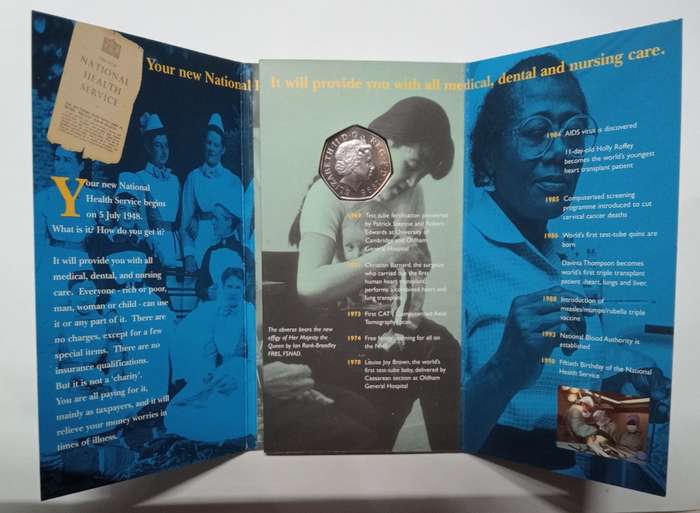 LIMITED EDITION 1998 BRILLIANT UNCIRCULATED BU FIFTY 50 PENCE NHS PACK