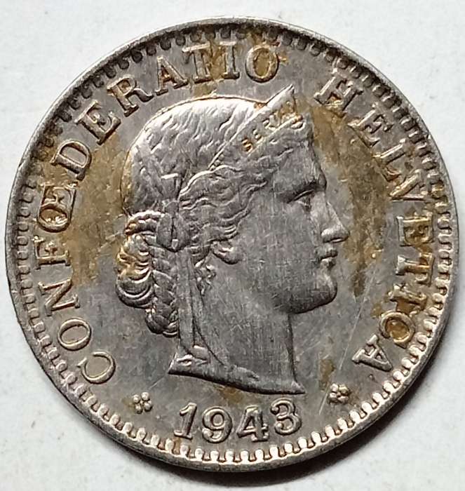 GREAT 1943 Switzerland 20 rappen - HIGH GRADE