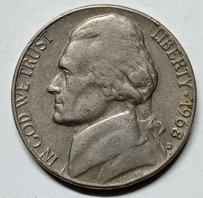 USA 5 CENTS 1968 - JEFFERSON NICKEL
