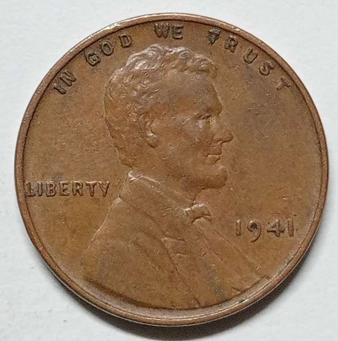 1941 USA 1 CENT -Lincoln Wheat Penny - No Mint Mark