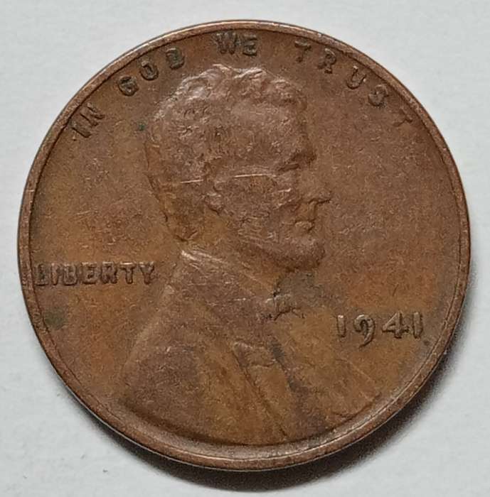1941 USA 1 CENT -Lincoln Wheat Penny - No Mint Mark