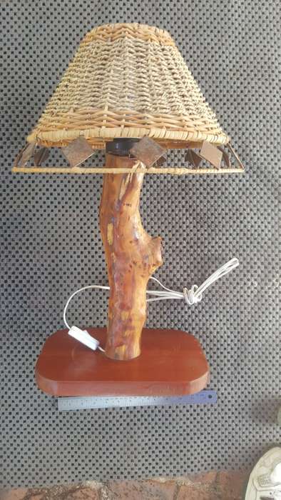WOODEN TABLE LAMP - DRIFTWOOD BOG WOOD - UNIQUE RUSTIC ART - BULB AND SHADE